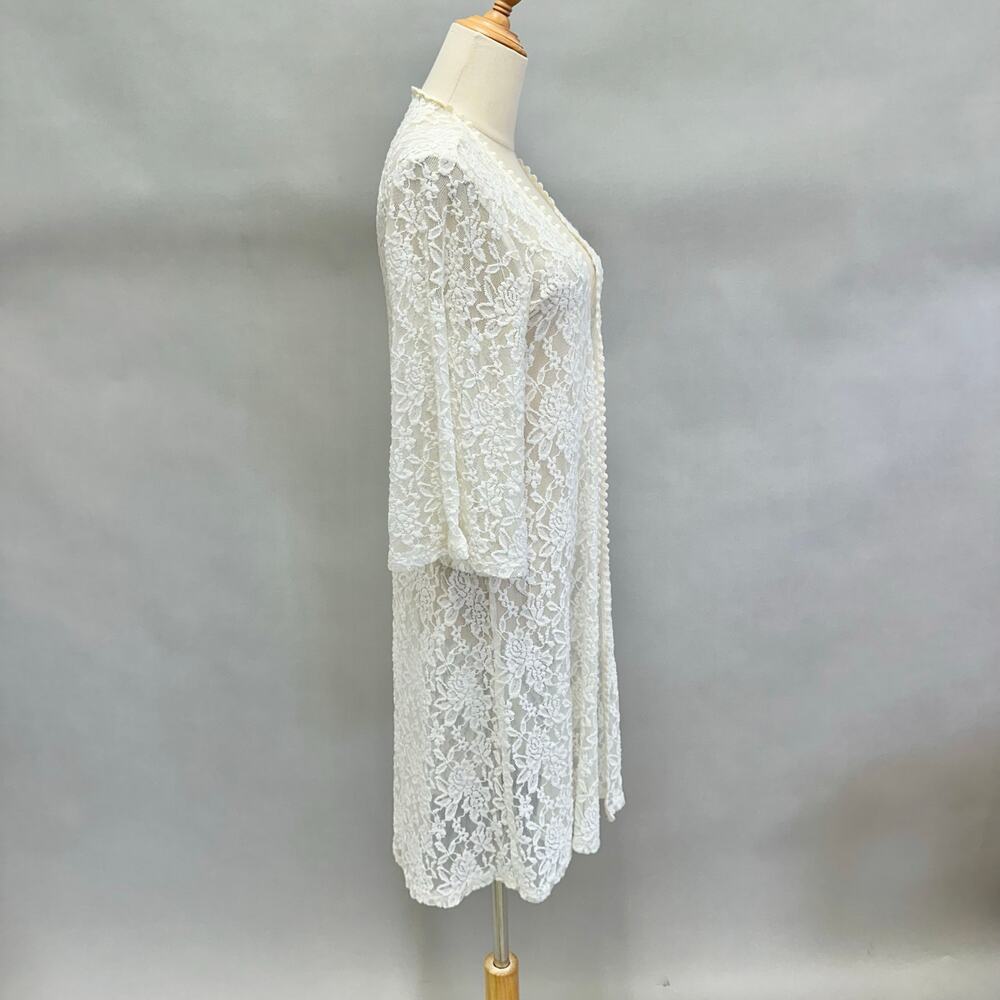 Moto Boho ivory lace midi open front kimono cardigan bell sleeves size‎ Medium - Picture 4 of 13